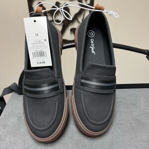 NWT Cat & Jack Lyam Charcoal Gray Slip On Boat Shoes Kids Size 1 Loafers